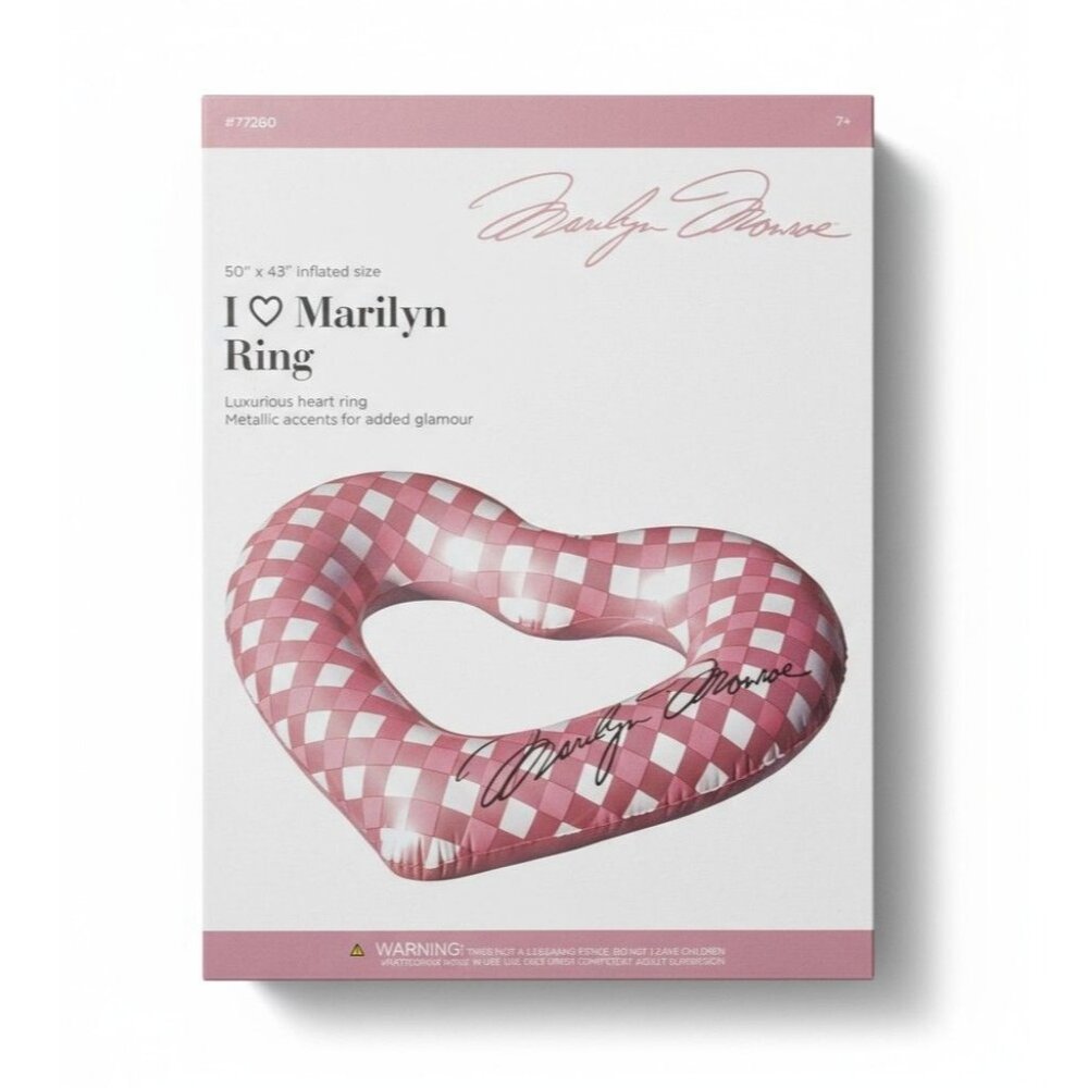 Marilyn Monroe I Love Marilyn Heart Ring Pool Float With Metallic Accents 50" x